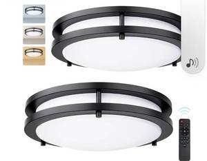 lot 1044 image: Kalium LED Ceiling Light with Remote 2 Pack 10 Inch Flush Mount Ceiling Light Fixture,18W 3000K-6000K Adjustable Color Temperature,Dimmable Lighting Fixtures for Kitchen Bedroom Hardwired Installation - Retail $40