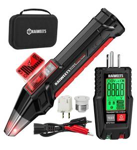 lot 1052 image: KAIWEETS Circuit Breaker Finder with LCD Display, GFCI Outlet Tester, Electrical Circuit Tracer Tool with NCV Test & Flashlight, Includes Carrying Case and Adapters- KT301P - Retail $67
