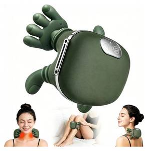 lot 1068 image: KppeX Upgraded Model Finger Deep Cordless Cordless Neck Massager Pillow, Leg and Back Pain Relief Tissue Kneading,Shiatsu and Shoulder Massage,Gifts for Men or Women (Olive Green) - Retail $40