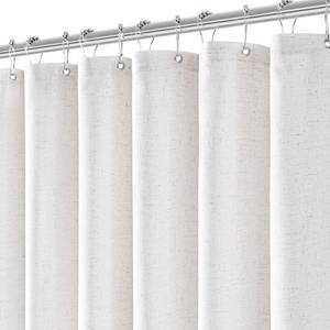 lot 1076 image: Jolilight White Linen Shower Curtains 78 Inches Long for Patio Sliding Glass Door Cream Ivory 54 Inch Wide Bath Curtain with Hooks Rings Neutral Natural Semi Sheer 54x78 Curtain for Bathroom - Retail $30