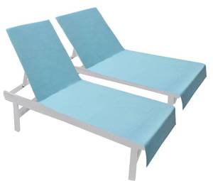 lot 1086 image: COTTON CRAFT Pool Lounge Chair Cover - 2 Pack - 100% Cotton - Soft Ringspun Terry Towel Spa Chaise Lounge Chair Cover - Beach Chair Cover - Oversized 32 inches W x 82 in Length x 7 inch Pocket Blue - Retail $30