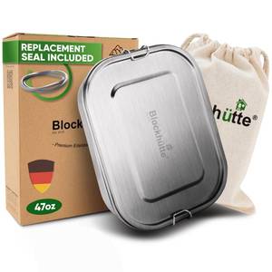 lot 1096 image: Blockh�tte Stainless Steel Lunch Box for Adults I 47oz I Bento Box 3 Compartments with free Sealing, Leak-Proof Container, Metal Lunchbox for Travel, Work, Eco-Friendly Meal Storage Solution - Retail $40