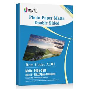 lot 1101 image: Uinkit 100 Sheets Thin Matte Presentation Paper Photo Double Sided 8.5x11 38lb 140gsm Printable on Both Sides Brochure Photos Picture Poster Playbill Flyer 6.5 Mil Coated for laser and Inkjet Printer - Retail $14