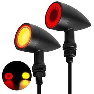 lot 1108 image: Motorcycle Rear Turn Signal Bullet Large SMD Blinker Red Amber Tail Lights Indicators Fit for Honda Yamaha Suzuki Kawasaki Harley Sportster (Black,2PCS) - Retail $26