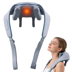 lot 5010 image: Whriou Neck Massager with Heat,Therapexa Neck & Shoulder Massager, 6D Cordless Electric Shiatsu Back Massager, Rechargeable Deep Kneading Massage Pillow for Neck Shoulders Back Waist Legs, Gray - Retail $46