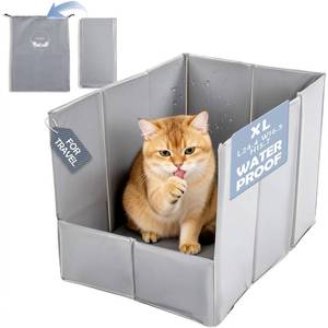 lot 5017 image: MEEXPAWS Travel Litter Box for Cats, XL Portable Litter Box Waterproof, High Sided Collapsible Foldable with Carry Bag, 24.4x16.5x15.7 inch Leakproof Easy Clean for Car Hotel Traveling Camping - Retail $31