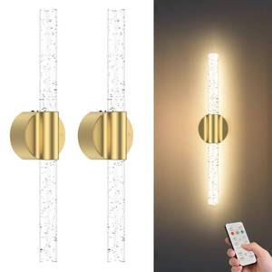 lot 5021 image: Peel and Stick on Battery Operated Wall Sconces Set of 2, Gold Wireless Magnetic Rechargeable Wall Lights with Remote & Touch Control, No Drill 3CCT Dimmable Wall Lamp for Bedroom Living Room Decor - Retail $79