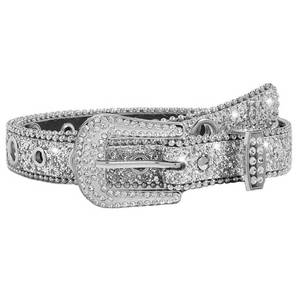 lot 7010 image: CaySep Women Men Rhinestone Belt Western Cowgirl Cowboy Bling Studded Leather Belt for Jeans Pants (suit for waist 27-39) - Retail $8