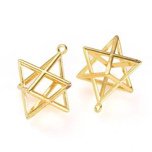 lot 7015 image: Elecrelive 1Pc Merkaba Star Pendants 18k Gold Plated Mini Star Dangle Charms Hollow Brass Pendants for Necklace Bracelet Earring Jewelry Accessories - Retail $7