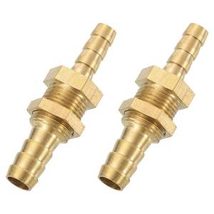 lot 7041 image: Uxcell 2Pcs 516 x 14 Hose Barb Fitting, Brass Hex Straight Union Hose Water Bulkhead Pipe Fitting for Water Fuel Air, Brass Tone - Retail $8