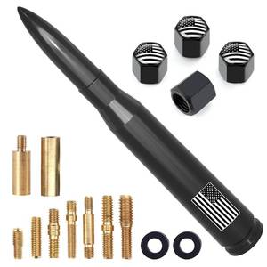 lot 7054 image: Car Truck Antenna with Tire Valve Caps American Flag Universal Short Replacement for GMC Sierra Chevy Silverado Dodge Ram 1500 2500 3500 Ford F150 F250 F350 Super Duty Raptor Radio Accessories, Black - Retail $9