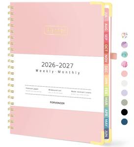 lot 7062 image: Forvencer Academic Planner 2026-2027, Hardcover Calendar Planner Weekly & Monthly, July 2026 - June 2027, 8.5 x 11, Daily Agenda with Tabs, College School Organizer for Student Teacher, Pink - Retail $14