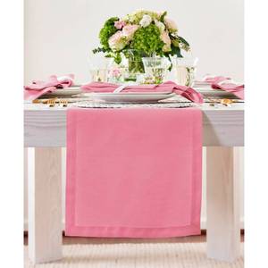 lot 7065 image: Solino Home Linen Table Runner 90 Inches Long - 100% Pure Linen Pink Carnation Table Runner 14 x 90 Inch for Summer - Fete - Retail $50