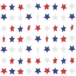 lot 7067 image: Red White Blue Star Garland Banner - 78FT 4th of July Decorations Patriotic Decor High Density Stars Hanging Decor for Independence Day Party USA Home Wall Hanging Memorial Day Labor Day - Retail $7