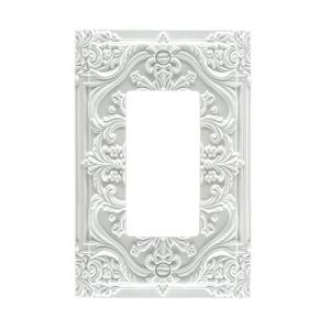 lot 7070 image: Spshian Decorative Outlet Covers White Flower Elegant 3D Floral Embossed 1 Gang Rocker Light Switch Cover Plate Single Decora Light Switch Covers Wall Plate Faceplate for Bedroom Home Decor - Retail $14