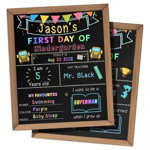 lot 7072 image: First & Last Day of School Chalk Board,10.5 x 14 Double Sided Back to School Sign, Reusable Wooden 1st Day School Chalkboard of PreschoolKindergartenFirst Grade Photo Props for Kids - Retail $12