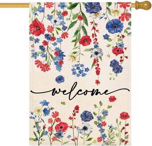 lot 7075 image: Baccessor 4th of July Patrioctic House Flag 28 x 40 Inch Double Sided God Bless America Memorial Day Floral Large House Flag Vertical Summer Seasonal Usa Yard Outdoor Outside Decoration - Retail $12