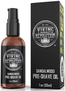 lot 7080 image: Viking Revolution Sandalwood Pre-Shave Oil for Men - Smooth, Irritation-Free Shave, 1 Fl Oz - All Skin Types - Retail $10