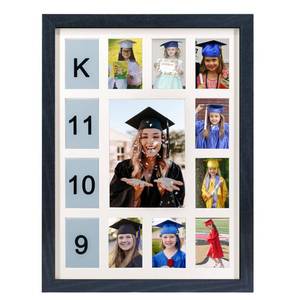 lot 7087 image: FramePro School Years Picture Frame K-12 Day Graduation Photo Collage Black Frame with Mat, Displays One 5x7 Photo and Twelve 2.5x3.5 Pictures - Retail $20
