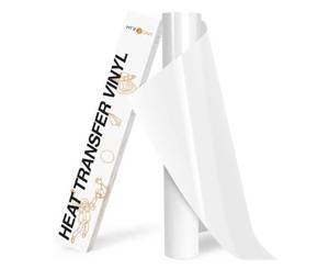 lot 13016 image: HTVRONT HTV Roll Heat Transfer Vinyl - 12 x 8ft White HTV Vinyl for Shirts, Iron on Vinyl for All Cutting Machine - Easy to Cut & Weed for Heat Transfer Design (White) - Retail $10