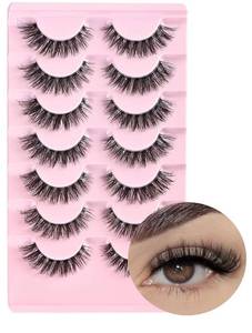 lot 13018 image: FARRED Cat Eye Lashes Natural Eyelashes Short Wispy Lash Strips Volume Cateye False Eyelash Medium Length Fake Lashes Natural Looking Hybrid Clusters Full Demi Wispies Strip Pestanas (A1  8-14MM) - Retail $9