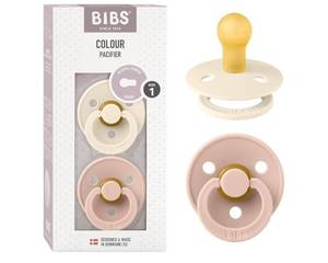 lot 13023 image: BIBS Pacifiers Colour Collection  Natural Rubber Baby Pacifier  Set of 2 BPA-Free Soothers  Made in Denmark  0 Months (Pack of 2)  BlushIvory - Retail $16