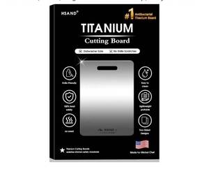 lot 13028 image: Titanium Cutting Board for Kitchen, 12x9100% Pure Titanium, Double Sided, Food Grade, Perfect for Sushi, Meat, Vegetables & Meal Prep, Easy to Clean - Retail $15