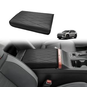 lot 13037 image: Muslogy Center Console Armrest Cover Compatible with 2026 Toyota RAV4 Accessories Comfort Armrest Pad Arm Rest Cushion Vegan Leather Protector Regular Thick(V2 Diamond Pattern) - Retail $24