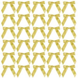 lot 13040 image: AIMUDI Small Gold Bows for Christmas Tree 2.5 Pretied Gold Bows for Gift Wrapping Premade Satin Ribbon Twist Tie Bows for Crafts Mini Bows for Treat Bags Cake Pop Bows Baby Shower Decor - 50 Counts - Retail $12