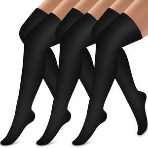 lot 13059 image: Bluemaple Thigh High Compression Socks for Women and Men Circulation(3 Pairs) Over the Knee-Best Support for Running,Travel - Retail $17