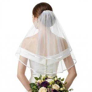 lot 13064 image: Short Bridal Veil, White Bridal Veil with Comb, Two-Tier Wedding Womens Short Vails, Flower Girl Veils White Shorts Veils for Bachelorette Party VeilsBridals Shower Engagement First Communion - Retail $6