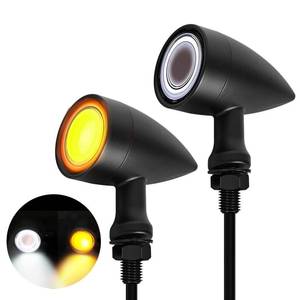 lot 13074 image: Motorcycle Front Turn Signals Lights Bullet Amber White Tail Light Large SMD Motorcycle Blinker Indicator Compatible for Honda Yamaha Suzuki Kawasaki Harley Chopper Bobber(Black,2PCS) - Retail $26