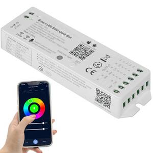 lot 13085 image: PAUTIX WiFi 5-in-1 LED Controller Dimmable for Monochrome CCT RGB RGBW RGBCCT LED Strip Lights Compatible with Tuya APPSmart LifeAlexaGoogle HomeSiri,DC12-24V Lights Controller(Without Battery) - Retail $21