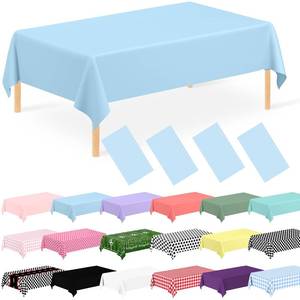 lot 13090 image: JCTHKUKU 4 Pack Light Blue Tablecloth Disposable Baby Blue Table Covers 54 x 108 Blue Pastel Table Cloths for Parties Bridal Shower Engagement Wedding Birthday BBQ Picnic Indoors & Outdoors Party - Retail $9