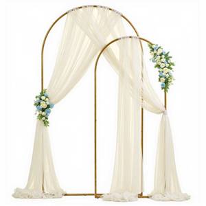 lot 13095 image: Besutolife Wedding Arch Draping Fabric for Metal Arch Stand, 2.5x19FT Sheer Tulle Backdrop Drapes Ivory Curtain Drapery for Birthday Baby Shower Party Proposal Engagement Ceremony Photography Decor - Retail $13