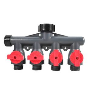 lot 13098 image: Four Way Hose Splitter, Faucet Hose Diverter Valve Garden Water Connector Adapter Suitable for Gardens(4-Way) - Retail $18