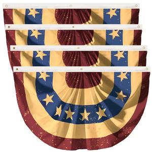 lot 13101 image: 1.5x3 Ft Vintage American Pleated Flag Bunting, Patriotic Half Fan Bunting Flag for 4th of July America 250 Independence Day Veterans Decorations - Retail $28