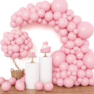 lot 15017 image: RUBFAC Pink Balloons 129pcs Light Pastel Pink Balloon Different Sizes 18 12 10 5 Inch for Garland Arch Mothers Day Birthday Party Baby Shower Gender Reveal Wedding Anniversary Easter Decoration - Retail $8