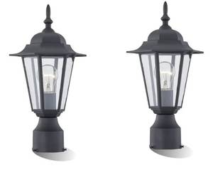 lot 60586 image: WISBEAM 2 Packs Outdoor Post Light, Pole Lantern, E26 Base 60W Max, Aluminum Housing Plus Glass, Wet Location Rated, ETL Qualified, Bulbs not Included, Black - Retail $36