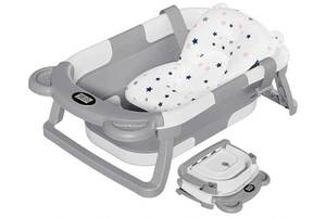 lot 60589 image: TPN Collapsible Baby Bathtub, Baby Bath Tub with Soft Cushion & Real-Time Thermometer, Baby Bathtub Infant to Toddler Tub (0-36 Months), Portable Newborn Travel Bath tub - Retail $50