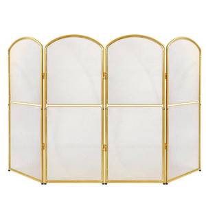 lot 62731 image: 4-Panel Gold Fireplace Screen,47.8 W x 31 H,Foldable Fire Spark Guard with Wrought Metal Mesh,Modern Decorative Fire Place Gate for Living Room,Baby and Pet Proof,Home Decor,Easy Assembly