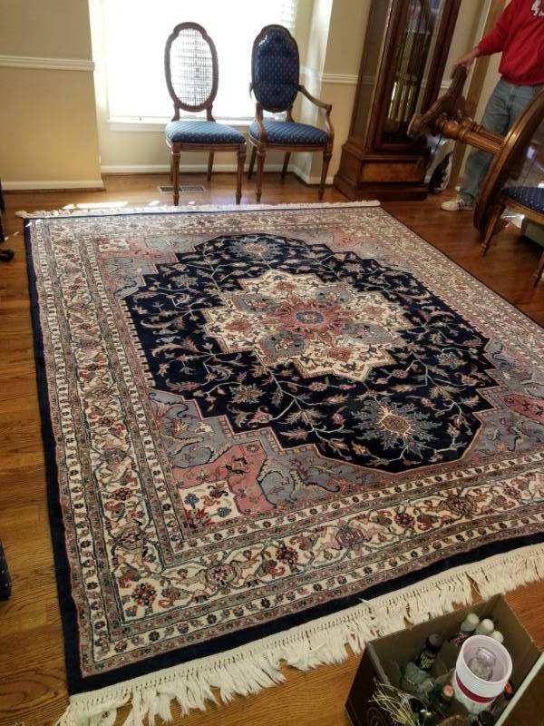 lot 5177 image: Black Rose Blue Cream Fringe Rug 711 x 93  Made in India #LF33292