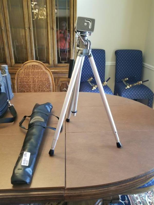 lot 5181 image: Manon Metal Adjustable Camera Tripod with Handled Storage Case