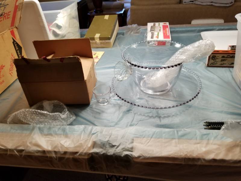 lot 5219 image: Candlewick Punch Bowl Ladle and Cups