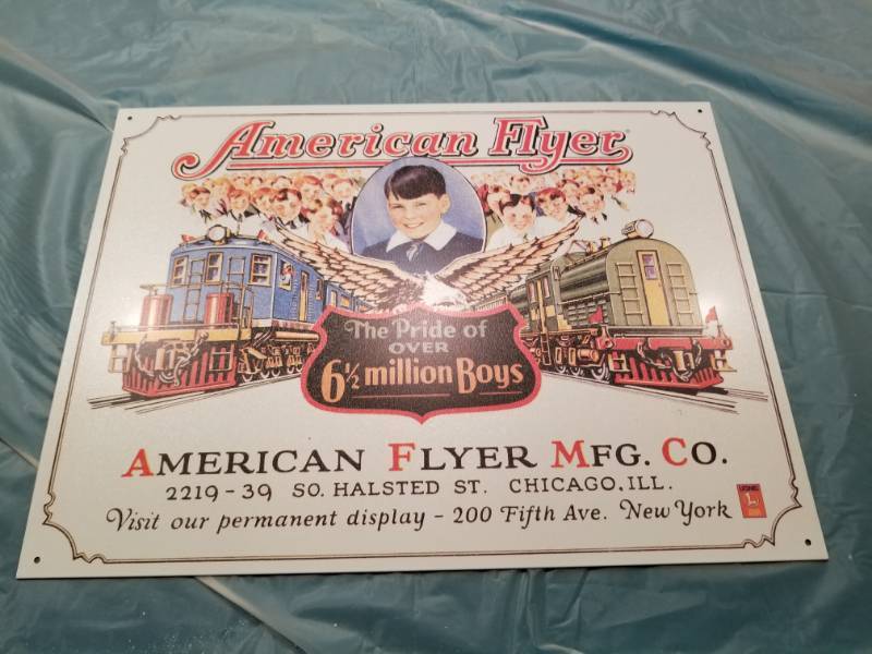 lot 5237 image: American Flyer Mfg Co. Metal Sign