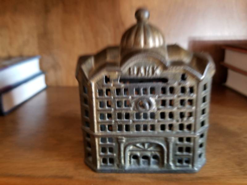 lot 5243 image: Brass Metal Building Bank