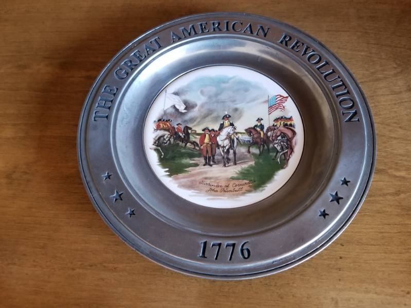 lot 5244 image: The Great American Revolution 1776 Pewter Ceramic Plate #3371450