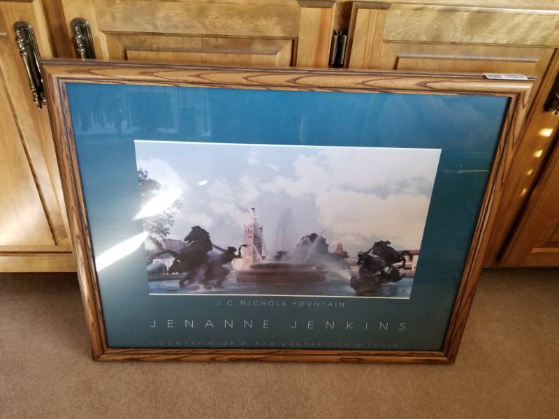 lot 5248 image: Framed Print of the JC Nichols Fountain Jenanne Jenkins