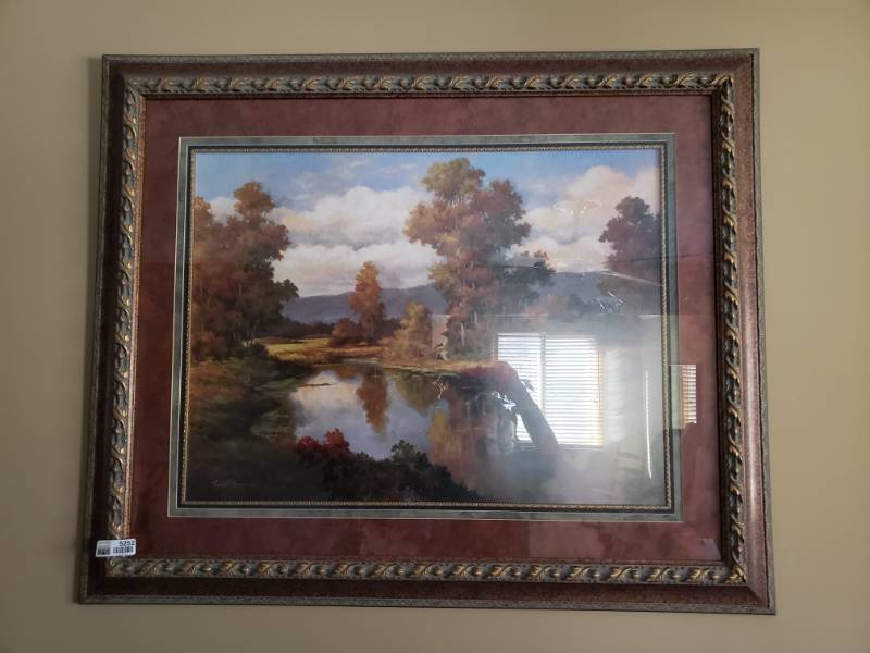 lot 5252 image: Tan Chen C. Painting of River and Mountains in Nice Frame