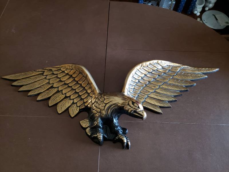 lot 5253 image: Metal Brass and Black Eagle with Wings Spread